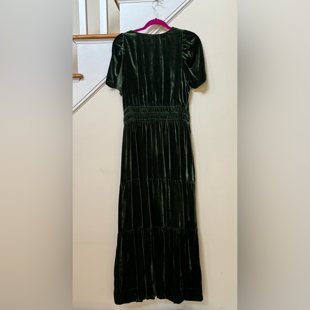 Anthropologie Somerset Maxi Dress Velvet Edition Size Large Forest Green - Picture 3 of 6